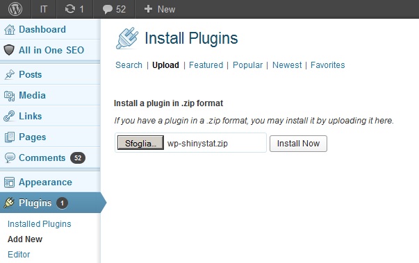 WP-ShinyStat - Come integrare ShinyStat in WordPress (Passo 1) WP-ShinyStat - Come integrare ShinyStat in WordPress (Passo 1)