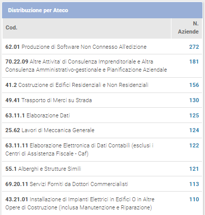 Guida ShinyStat Marketing Automation - ShinyEngage B2B - Analisi Dati - Distribuzione per codice Ateco