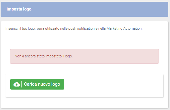 Guida ShinyStat Marketing Automation - ShinyEngage B2B - Impostazioni - Imposta logo