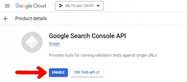 Search Console - Enable API