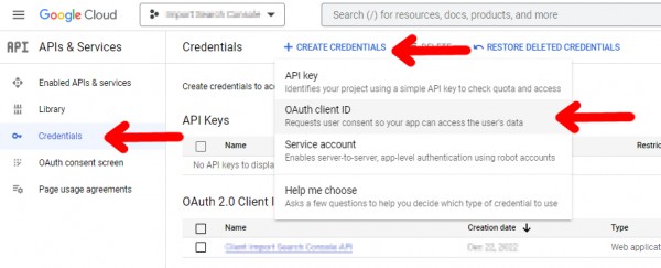 Search Console - oAuth2.0 - Client 1