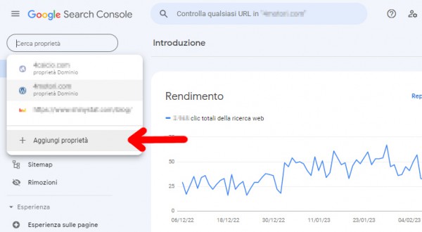 Search Console - Aggiungi proprietà