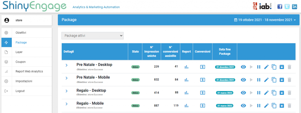 ShinyEngage - Dashboard - Marketing Automation On-Site