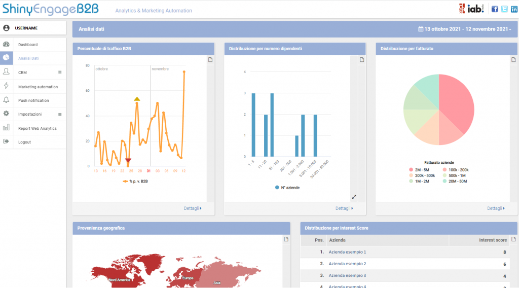 ShinyEngageB2B: Analytics e Marketing Automation for business - Elenco delle Aziende che hanno visitato il sito online