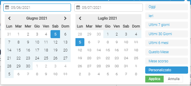 ShinyStat ISP - Selezione dell’intervallo temporale